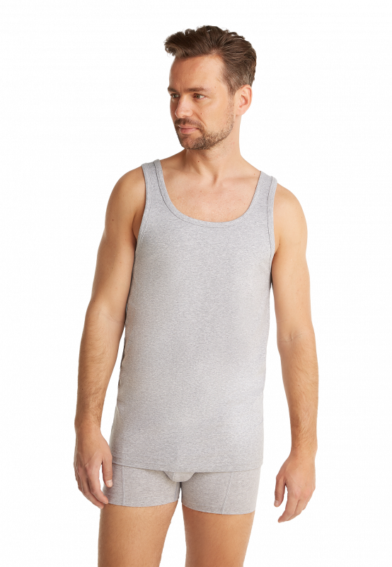 2 - Pack Men Basic Singlet  32324 955 Light grey melee