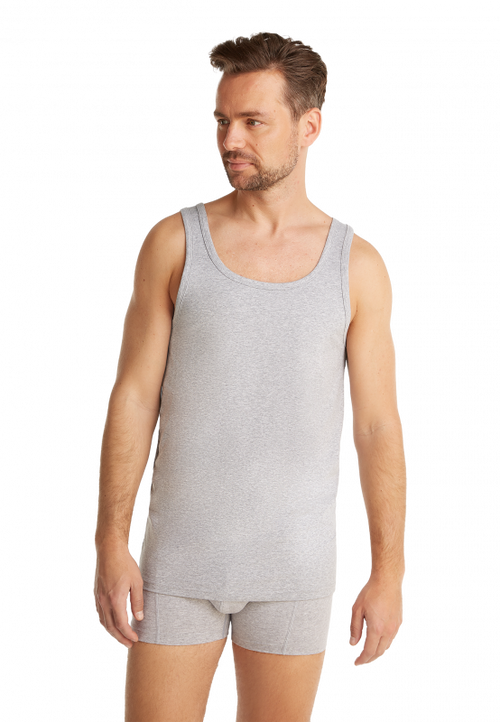 2 - Pack Men Basic Singlet  32324 955 Light grey melee