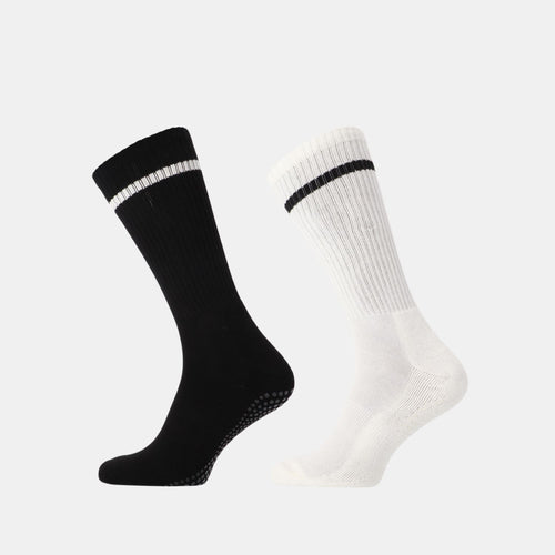 2 - Pack Pilates Sokken met Grip Off White zwart