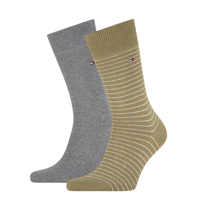 2 - Pack Small Stripe Sock 100001496 023 olive/grey melange