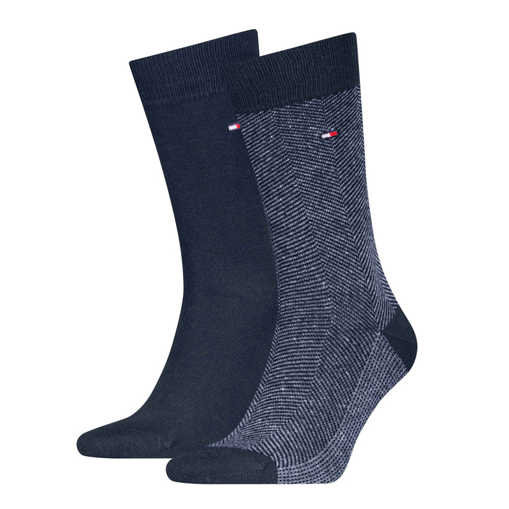 2 - pack herringbone en effen sok 701236313 002 navy