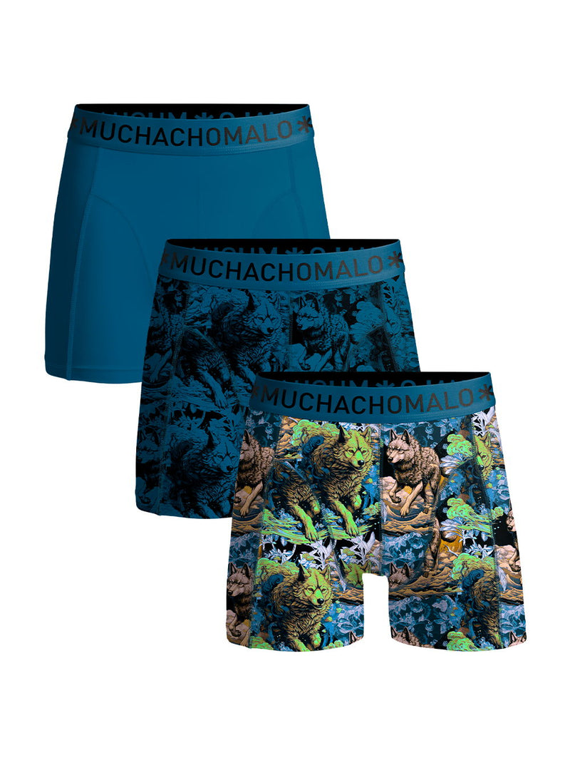 3 - Pack Wolfy Boxers U-WOLFY1010 01 Print/Print/Blue