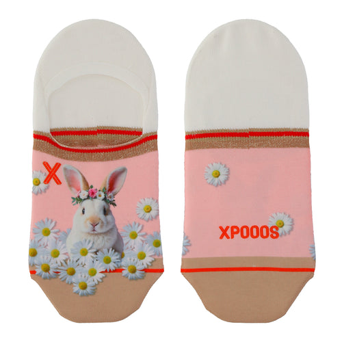 Dames Footies met Konijn en Bloemen Print