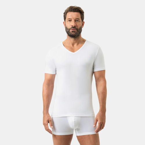 Dry Cotton V-Neck T-shirt weiss
