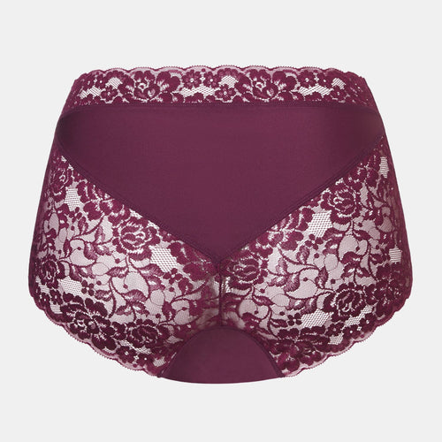 High Waist met Kant cherry burgundy