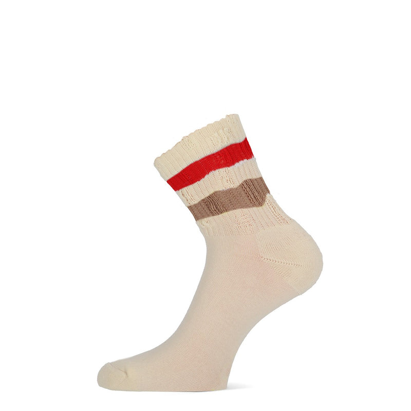 Love Terry Short Sock 82184 1158 Off White Red Taupe