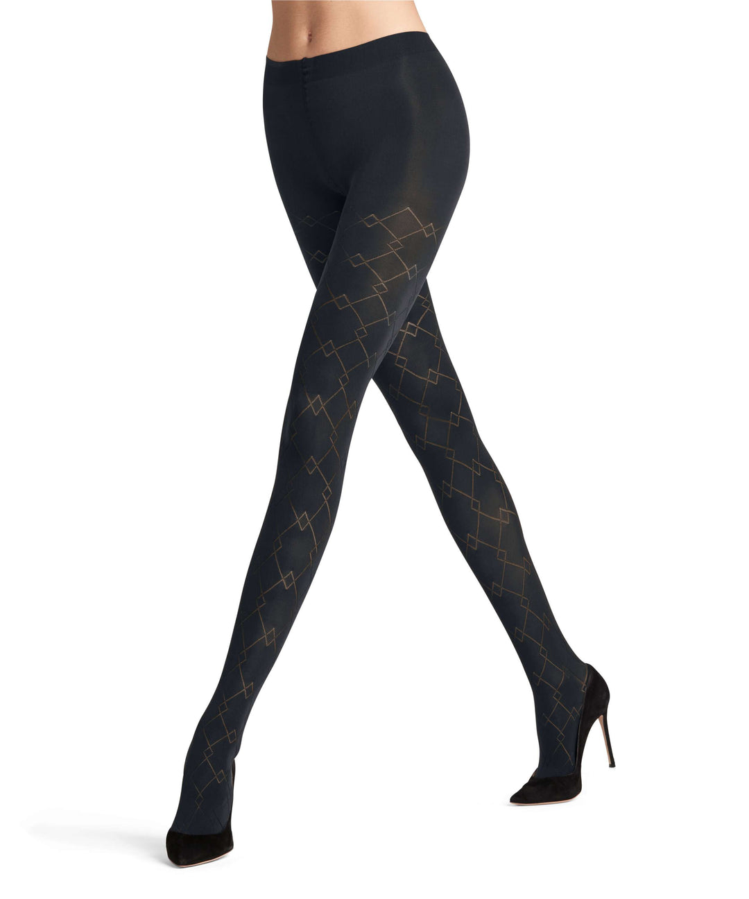 Panty met ruitdessin 60 denier 42333 6179 marine