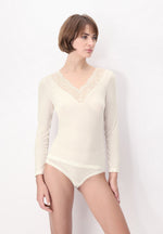 Perfect Line Cashmere - Lace T-Shirt VOBT67430 1502 Ivory - Ivory Lace