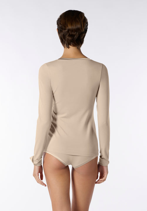 Perfect Line Cotton - T-Shirt V-Neck VOBT68171 2080 Sand