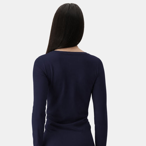 Perfect Line Cotton T-Shirt Long blauw