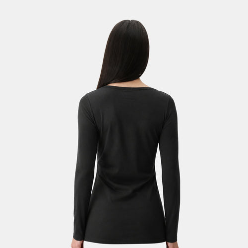 Perfect Line Cotton T-Shirt Long zwart