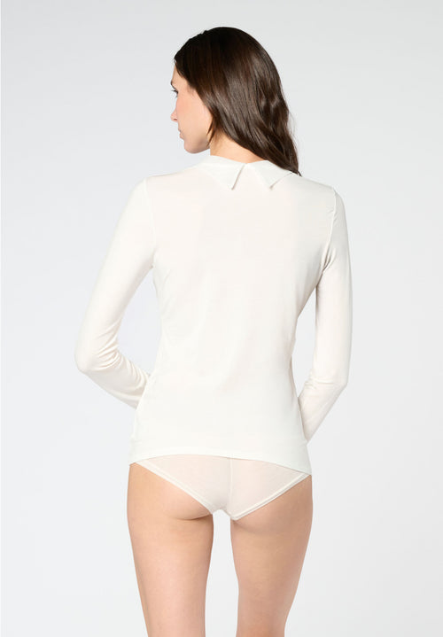 Perfect Line Modal – Polo Top met Lange Mouw VOBT68170 1502 Ivory