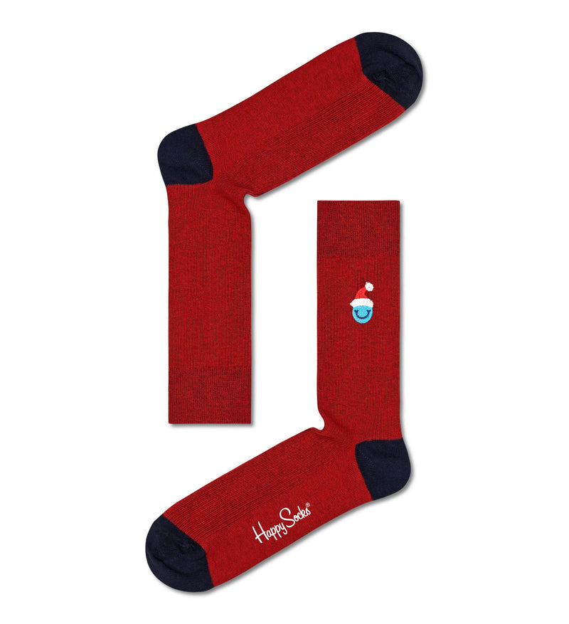 Ribbed Embroidery Smiley Santa Crew Sock RESSS01 4500 4500