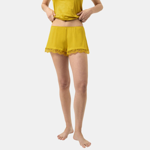 Shine Lace French Knicker Viscose Short met Kant golden spice