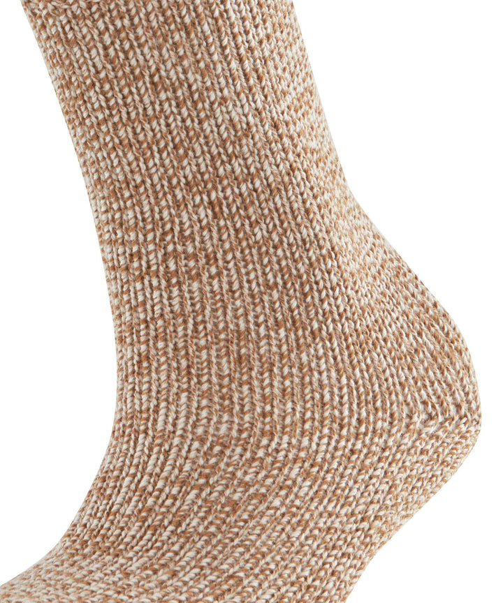 Sok met wol en katoen in gemêleerd patroon 46902 1220 old brass