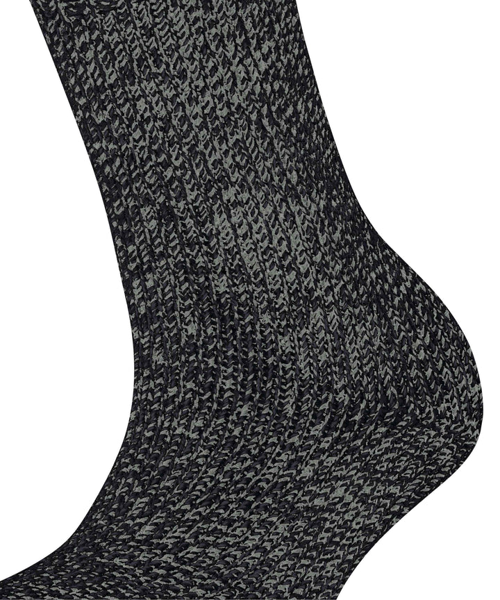 Sok met wol en katoen in gemêleerd patroon 46902 3000 black