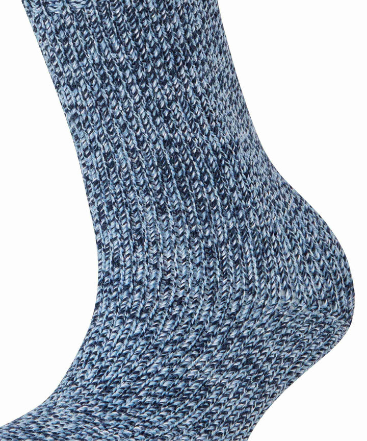 Sok met wol en katoen in gemêleerd patroon 46902 6120 marine