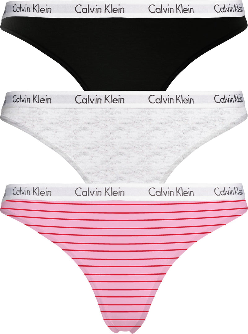 THONG 3PK 000QD3587E W5A Stripe/Snow/Black